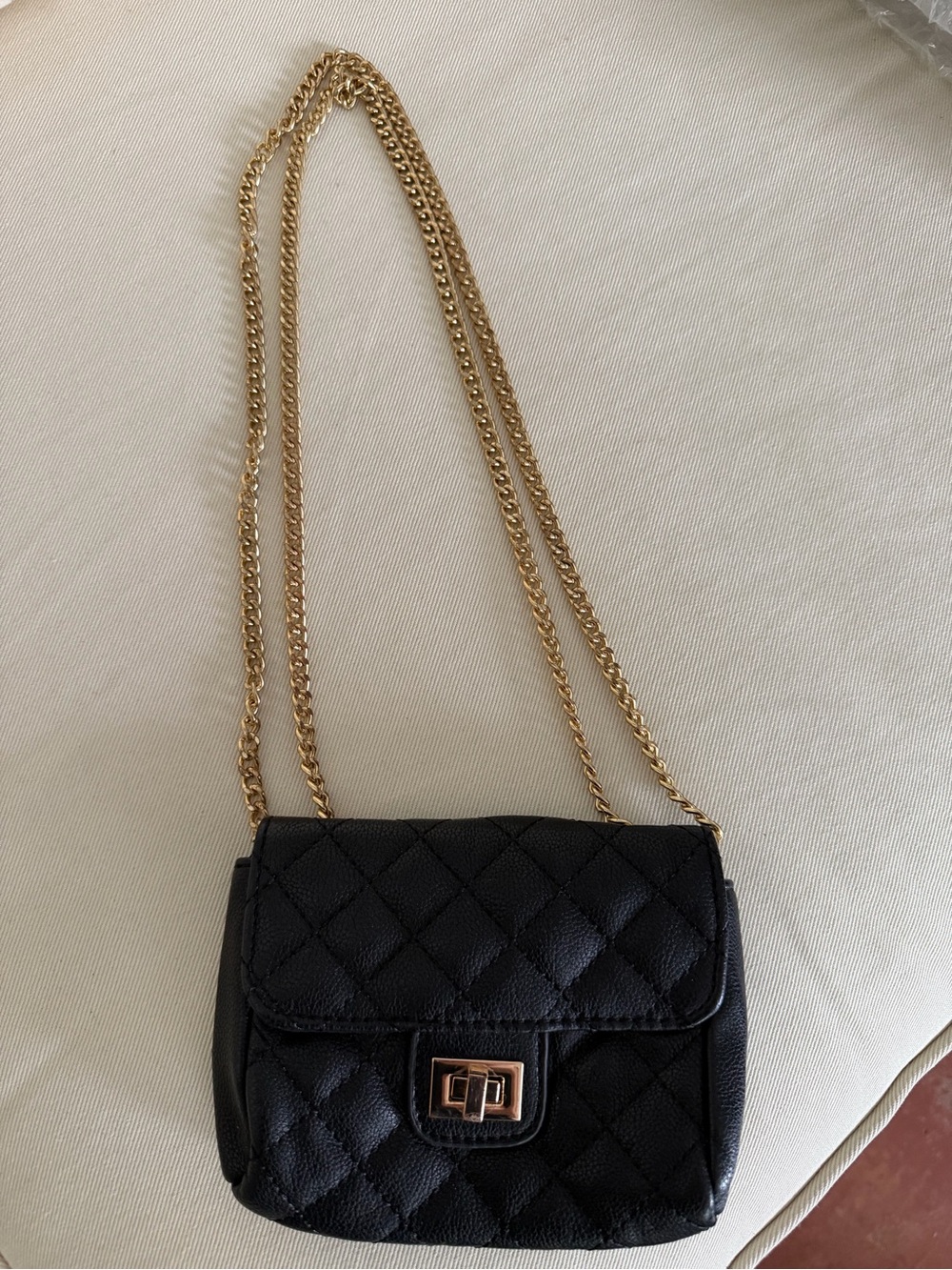 Black Quilted Chain-Shoulder Crossbody Bag